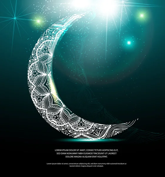 Crescent moon with lace design — Stock Vector