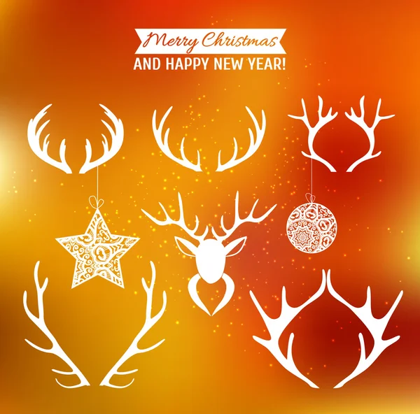 Set of silhouettes of deer antlers — Stock Vector