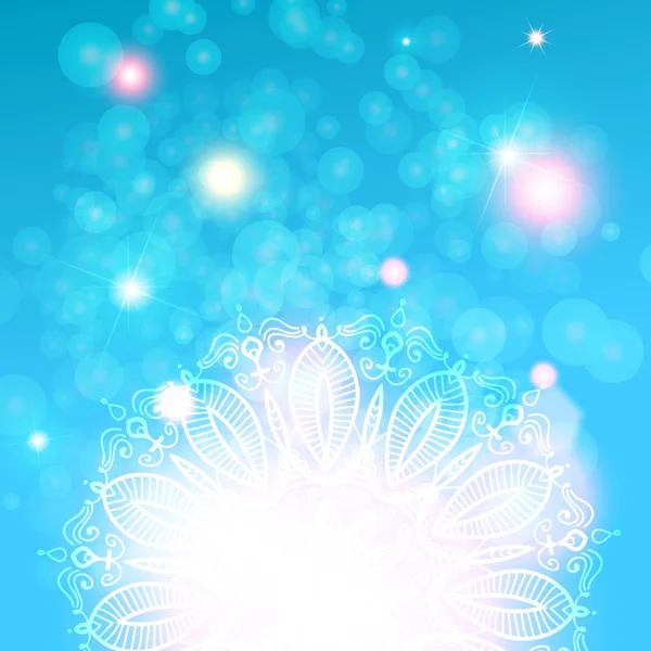 Abstracte blauwe achtergrond met bloem — Stockvector