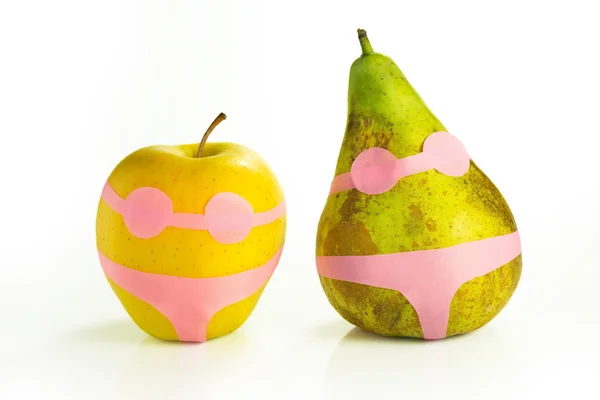 Pomme et poire en maillot de bain Photo De Stock