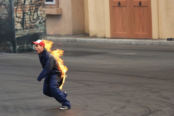 Stuntman in Flammen — Stockfoto