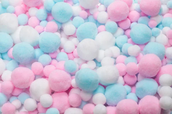 White Pink Blue Soft Pompons Background — Stock Photo, Image