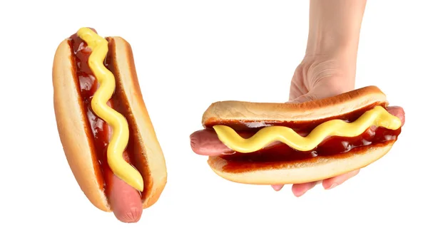 Hot Dog Isolated White Background Copy Space — Stock Photo, Image