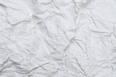Buruşmuş beyaz kağıt arka plan. Üst görünüm. 