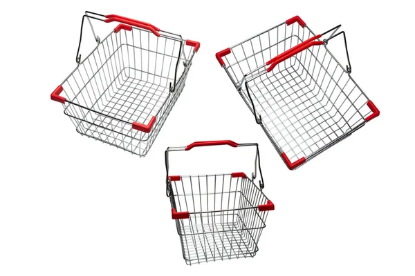 Empty Shopping Basket Isolated White Background — Stock Photo, Image