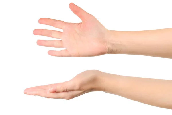 Mão Mulher Isolada Branco Símbolo Cardíaco — Fotografia de Stock