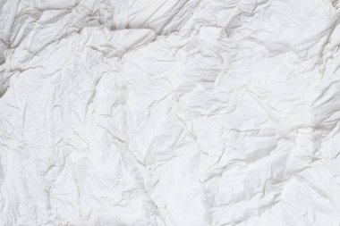 Buruşmuş beyaz kağıt arka plan. Üst görünüm. 