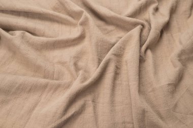 Pamuk bej kumaş desenli. Üst görünüm. 