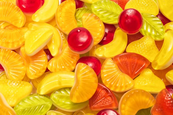 Assorted Tasty Gummy Candies Top View — Stock Photo, Image