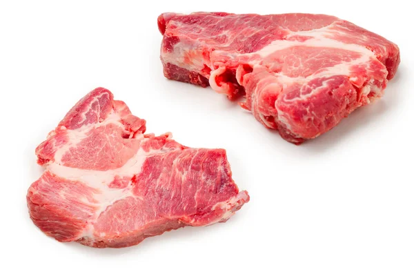 Carne Maiale Cruda Isolata Sfondo Bianco — Foto Stock