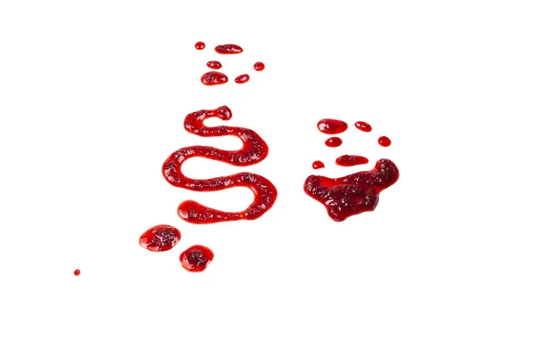 Red Jam Splashes Isolated White — Stock Photo, Image