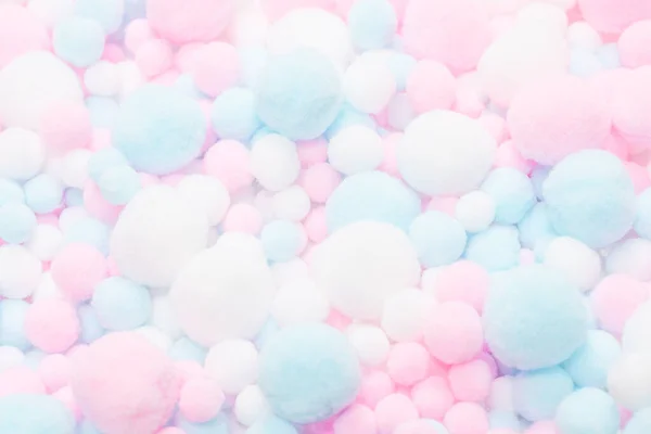 Fondo Blanco Rosa Azul Pompones Suaves — Foto de Stock