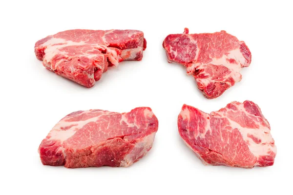 Carne Maiale Cruda Isolata Sfondo Bianco — Foto Stock