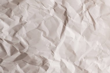 Buruşmuş beyaz kağıt arka plan. Üst görünüm. 