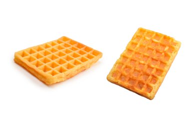 Beyaz arkaplanda izole Belçika waffle 'ı. 