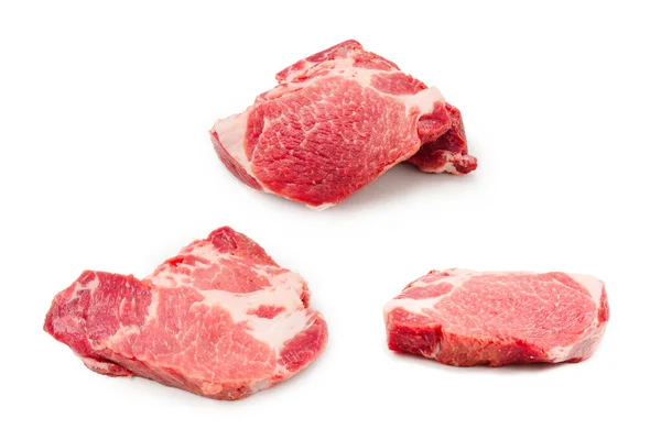 Carne Maiale Cruda Isolata Sfondo Bianco — Foto Stock