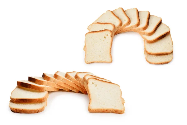Beyaz Arka Planda Izole Edilmiş Ekmek Dilimleri — Stok fotoğraf