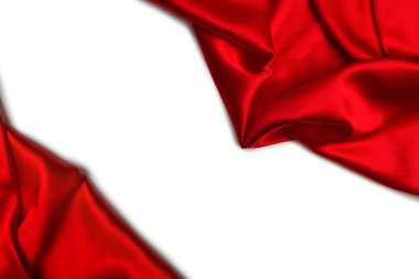 Kırmızı ipek ya da saten lüks kumaş dokusu soyut bir arka plan olarak kullanılabilir. Üst görünüm.