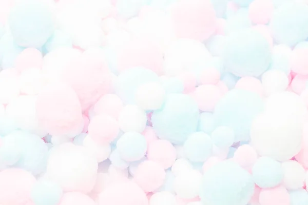 Fondo Blanco Rosa Azul Pompones Suaves — Foto de Stock