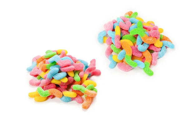 Juicy Colorful Jelly Sweets Isolated White Gummy Candies Snakes — Stock Photo, Image