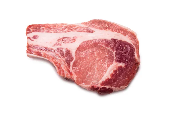 Roh Schweinesteak Isoliert Auf Weißem Hintergrund — Stockfoto