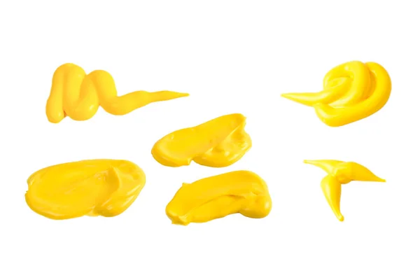 Yellow Sauce Splashes Isolated White Background — Stock Photo, Image