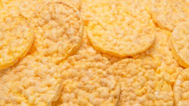 Pirinç gofretleri arkaplan, üst görünüm. 