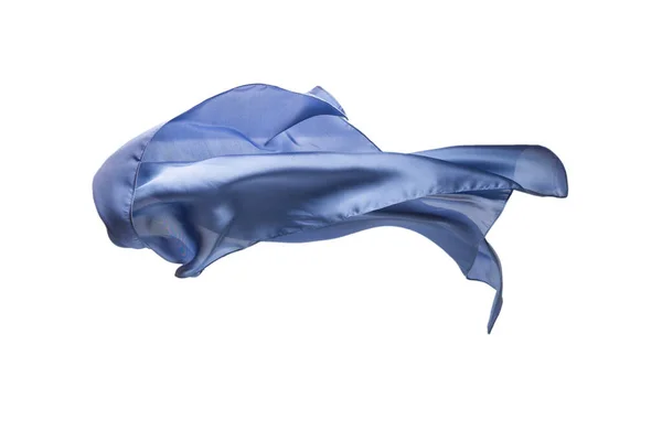 Sciarpa Seta Blu Fluente Isolata Sfondo Bianco — Foto Stock