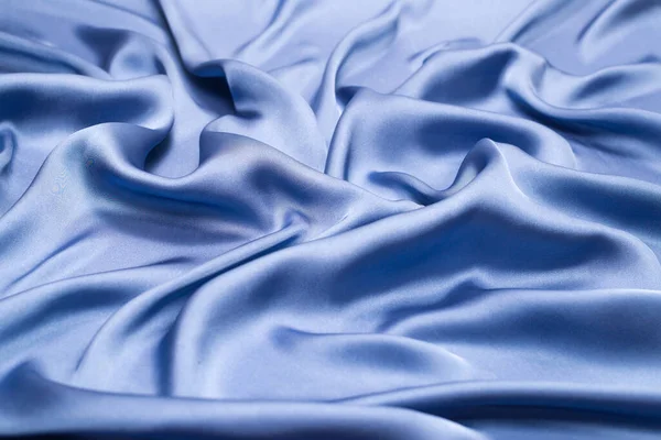 Kék Selyem Vagy Szatén Luxus Szövet Textúra Felülnézet — Stock Fotó