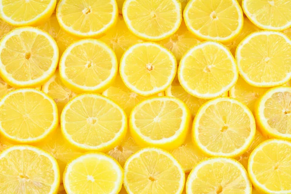 Slices Fresh Juicy Yellow Lemons Texture Background Pattern — Stock Photo, Image