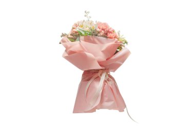 Pembe ambalaj kağıdında yumuşak pembe çiçekler.. 