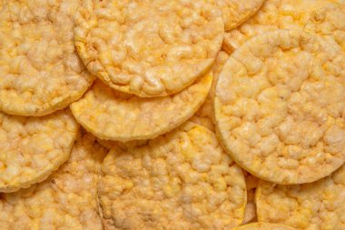 Pirinç gofretleri arkaplan, üst görünüm. 