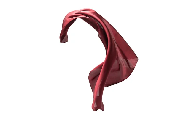 Beyaz arkaplanda kırmızı ipek eşarp akışı. 
