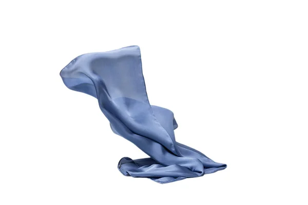 Bufanda Seda Azul Que Fluye Aislada Sobre Fondo Blanco — Foto de Stock