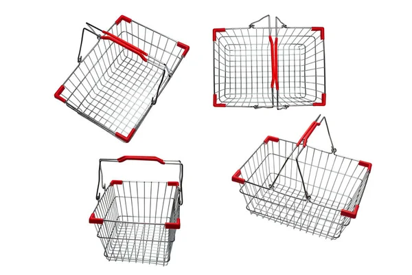 Üres Kosár Elszigetelt Fehér Háttér — Stock Fotó