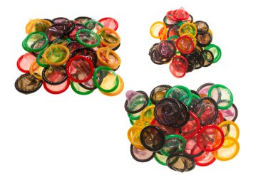 Renkli prezervatifler. Üst görünüm. 