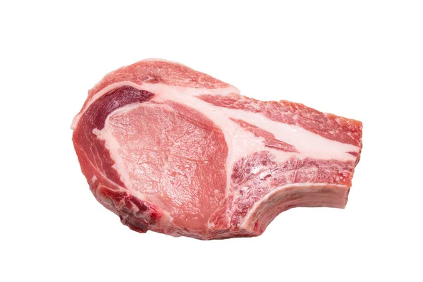 Bistecca Maiale Cruda Isolata Sfondo Bianco — Foto Stock