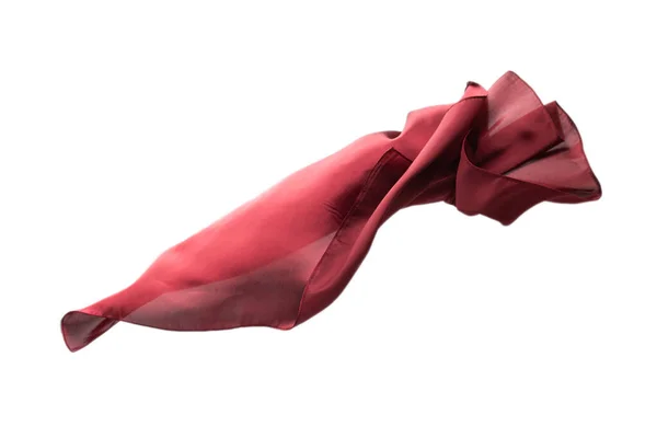 Stromende Rode Zijden Sjaal Geïsoleerd Witte Achtergrond — Stockfoto