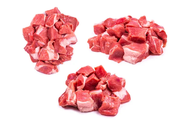 Frische Rohe Schweinefleischstücke Isoliert — Stockfoto
