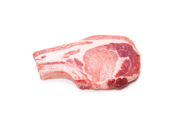 Steak Porc Cru Isolé Sur Fond Blanc — Photo