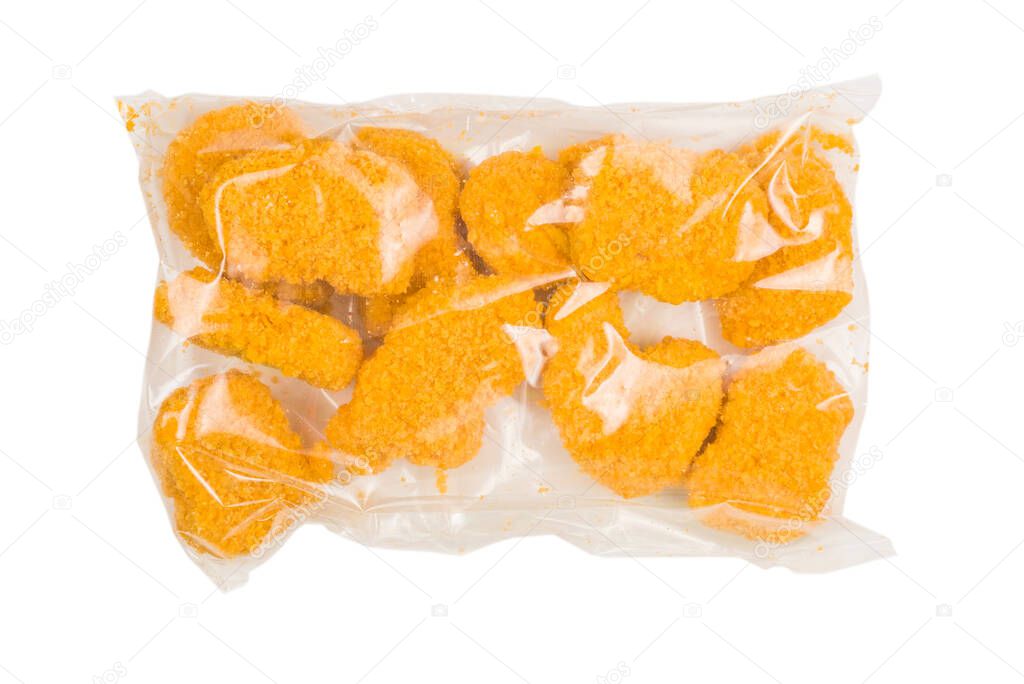 Packaging tasty nuggets on a white background.