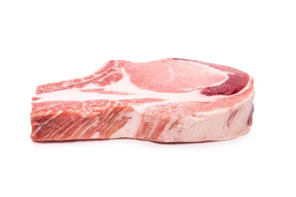 Roh Schweinesteak Isoliert Auf Weißem Hintergrund — Stockfoto