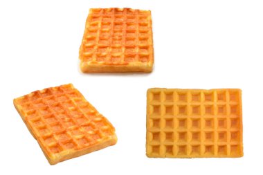 Beyaz arkaplanda izole Belçika waffle 'ı. 