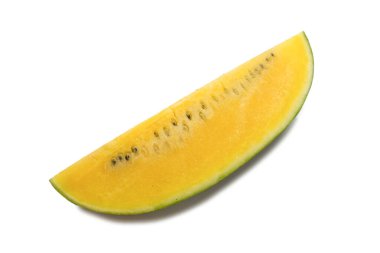 Beyaz arkaplanda izole edilmiş sarı karpuz. 