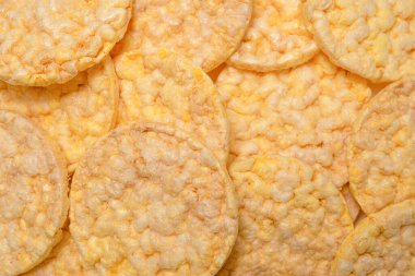 Pirinç gofretleri arkaplan, üst görünüm. 