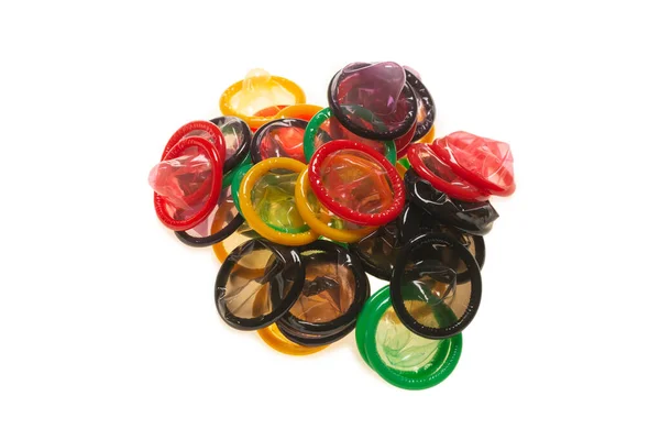 Colorful Condoms Background Top View — Stock Photo, Image