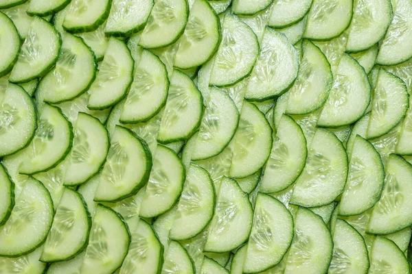 Frische Grüne Gurkenscheiben Als Hintergrund Ansicht Von Oben — Stockfoto