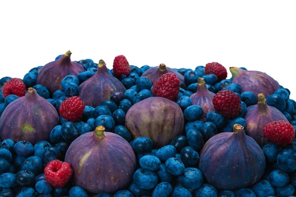 Blaubeeren Feigen Himbeeren Ansicht Von Oben — Stockfoto