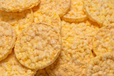 Pirinç gofretleri arkaplan, üst görünüm. 