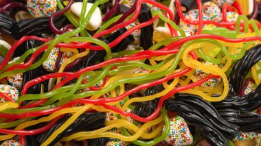 Lezzetli jöleli şekerler. Üst görünüm.  